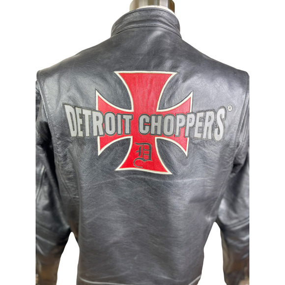 Detroit Choppers Other - Detroit Choppers Mens Motorcycle Jacket Black Leather Iconic D Templar Cross